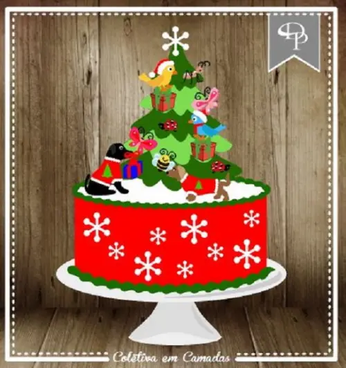 Arquivo Silhouettetpo de bolo em camadas natal 04