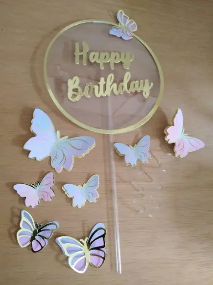Arquivo Topo De Bolo Feliz Aniversario Circular Borboletas