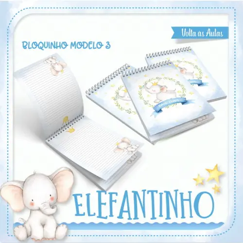 Arquivos Etiqueta Escolares Elefantinho Azul 02 STUDIO/PDF
