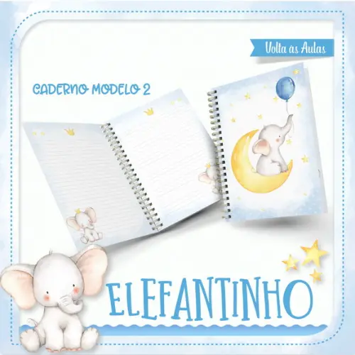 Arquivos Etiqueta Escolares Elefantinho Azul 02 STUDIO/PDF