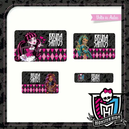 Arquivos Etiqueta Escolares Monster high 02 STUDIO/PDF