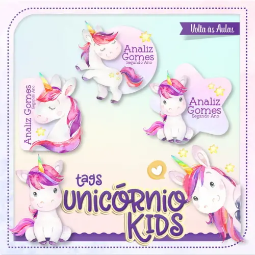 Arquivos Etiqueta Escolares unicórnio Kids STUDIO/PDF
