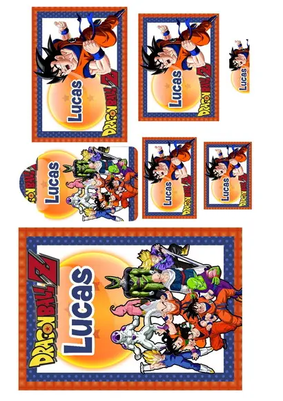 Arquivos Etiquetas Escolares Dragon Ball Studio/PDF/PNG
