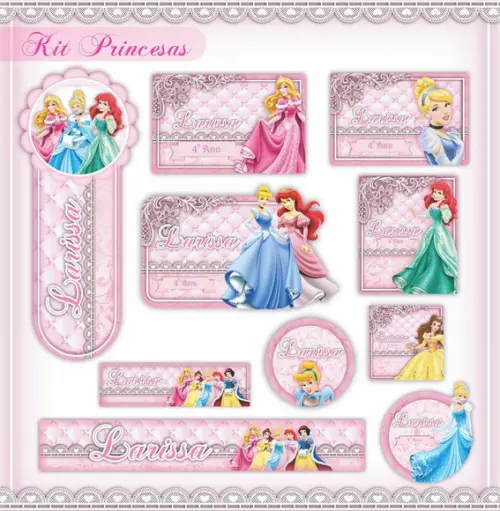 Arquivos kits escolares etiquetas princesas Studio/PDF 03