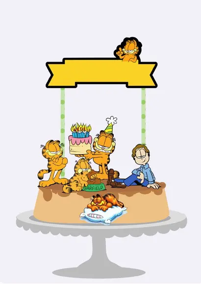 Arquivos Silhouette topo de bolo Garfield em camadas