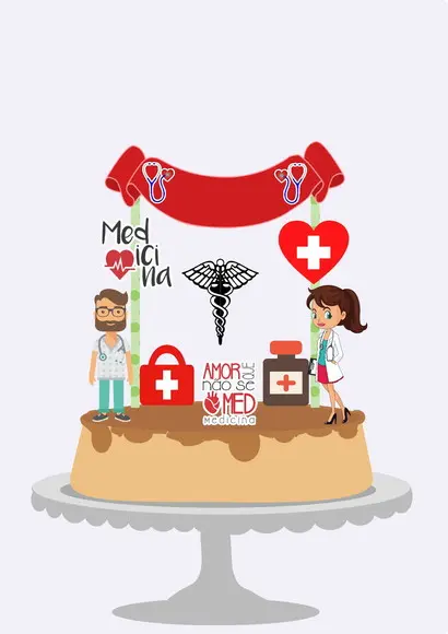 Arquivos Silhouette topo de bolo Medicina em camada