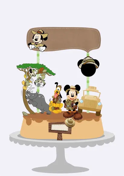 Arquivos Silhouette topo de bolo Mickey Safari em camada