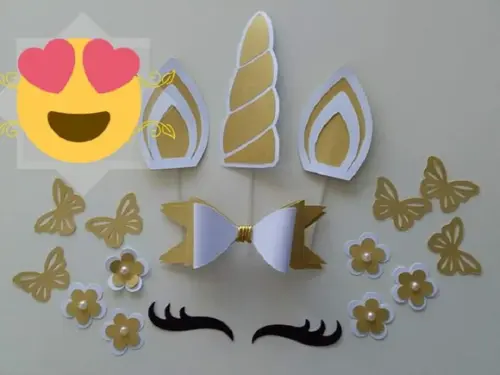 Arquivos Silhouette topo de bolo unicórnio branco e dourado
