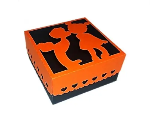 caixa casal criança Silhouette