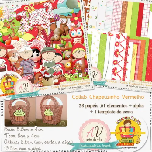 Kit Digital Scrapbook Chapeuzinho Vermelho