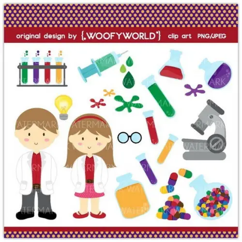 Kit Digital Scrapbook Cientista Químico Química 4 Kits