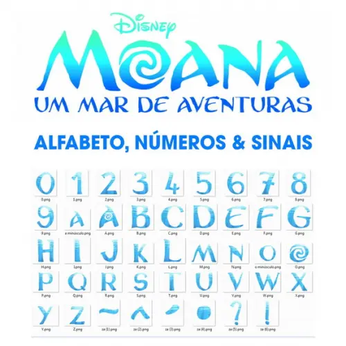 Moana Alfabeto Letras Numeros Sinais Arquivos De Imagem Png