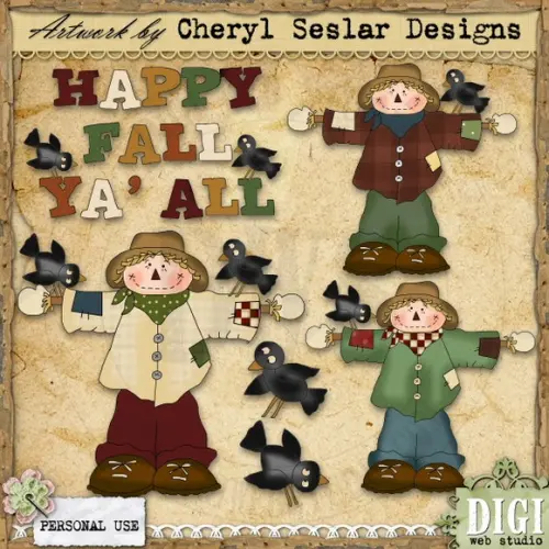 Scrapbook Digital Espantalho - Kit Digital Com 81 Imagens