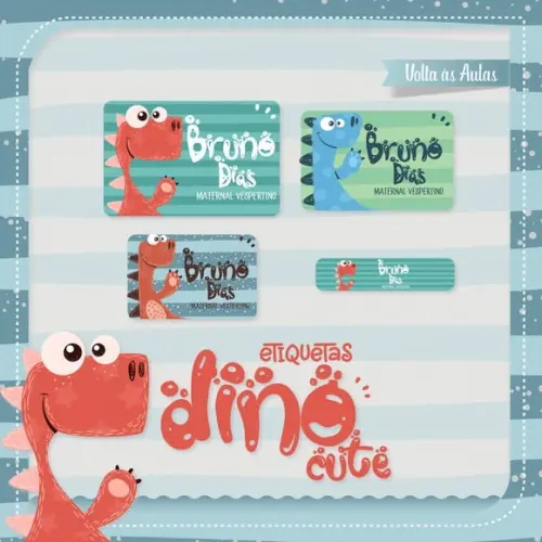 Arquivos Etiqueta Escolares Dino Cute STUDIO/PDF