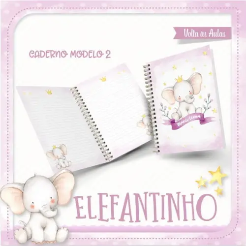Arquivos Etiqueta Escolares Elefantinho Rosa 02 STUDIO/PDF
