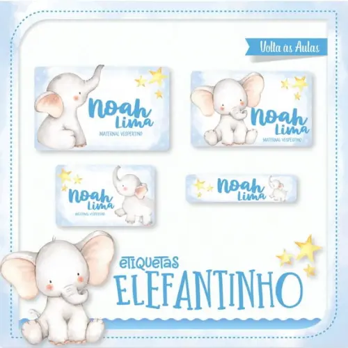 Arquivos Etiqueta Escolares Elefantinho Azul 02 STUDIO/PDF
