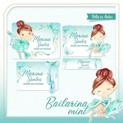 Arquivos Etiquetas Escolares bailarina Mint 2021 STUDIO/PDF