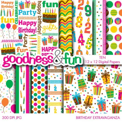Kit Scrapbook Digital - Aniversário