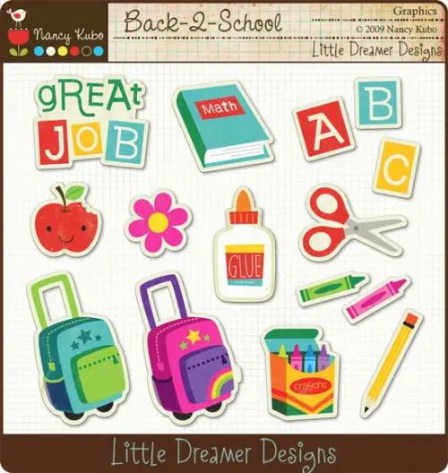 Kit Scrapbook Digital - Na Escola