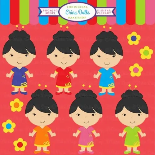 Scrapbook Digital Bonecas Orientais