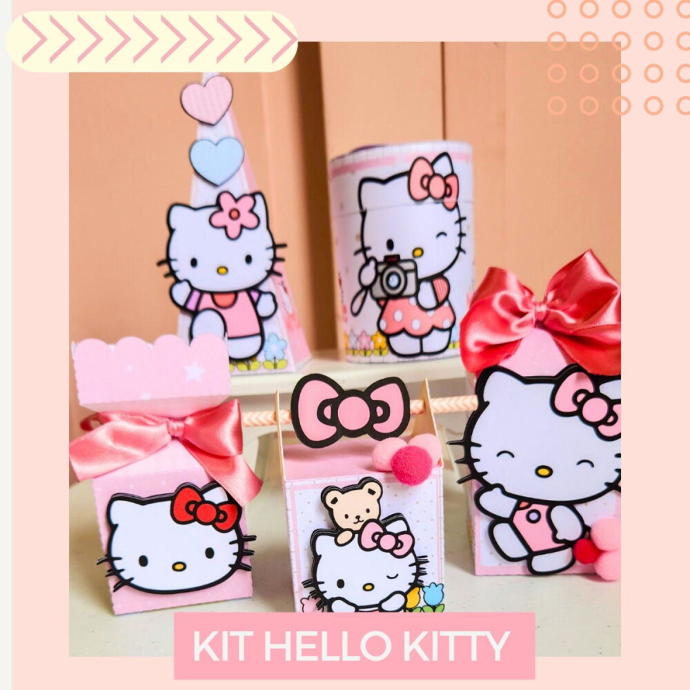 Kit Festa Hello Kitty - 30 Unidades - Pegue e Monte