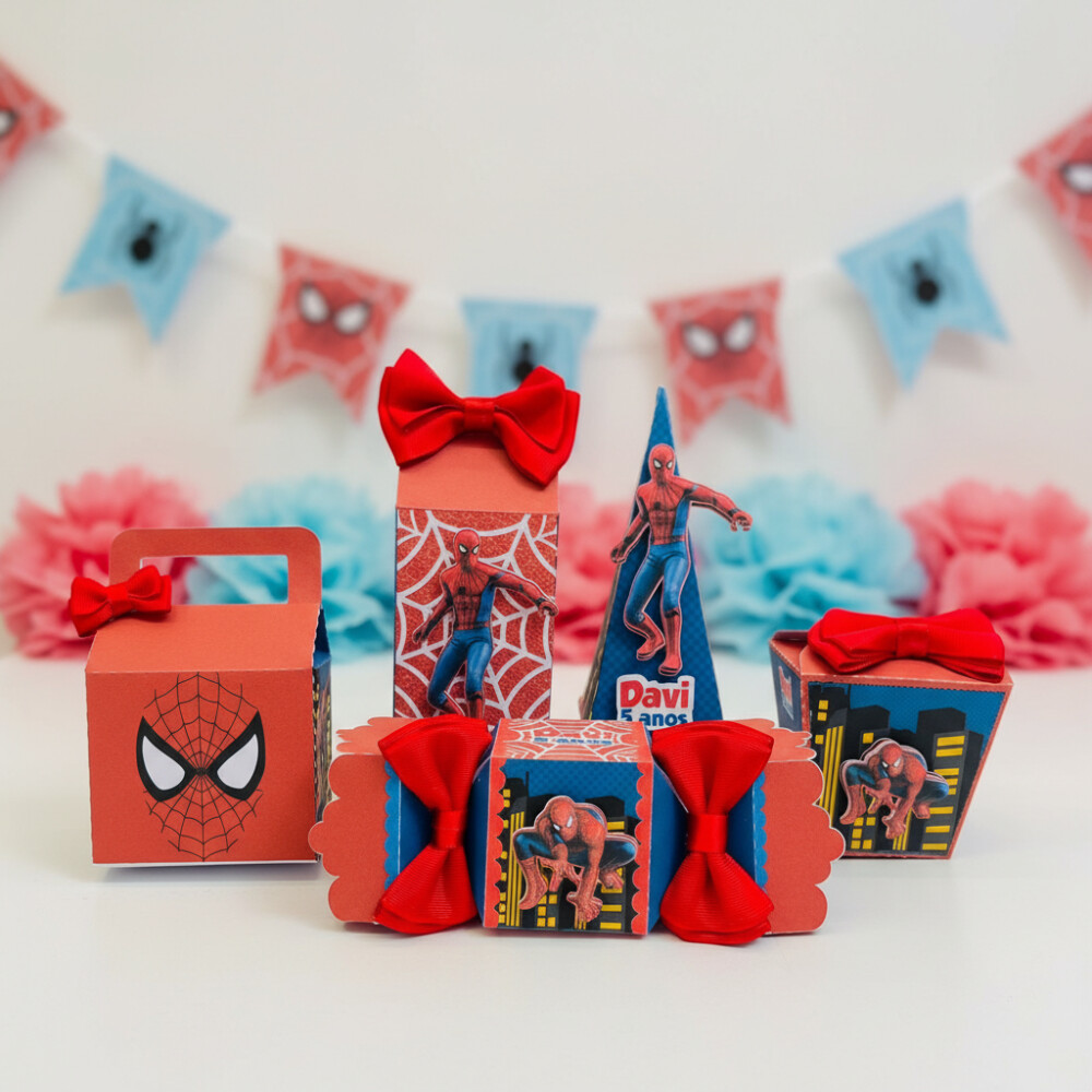 Kit Festa Homem Aranha - 30 Unidades - Pegue e Monte