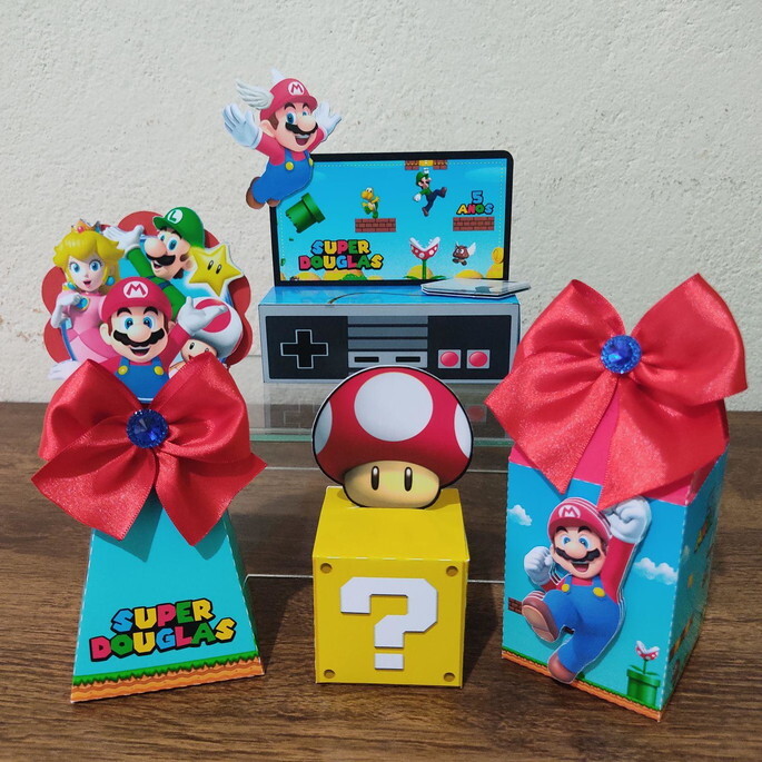 Kit Festa Super Mario - 30 Unidades - Pegue e Monte