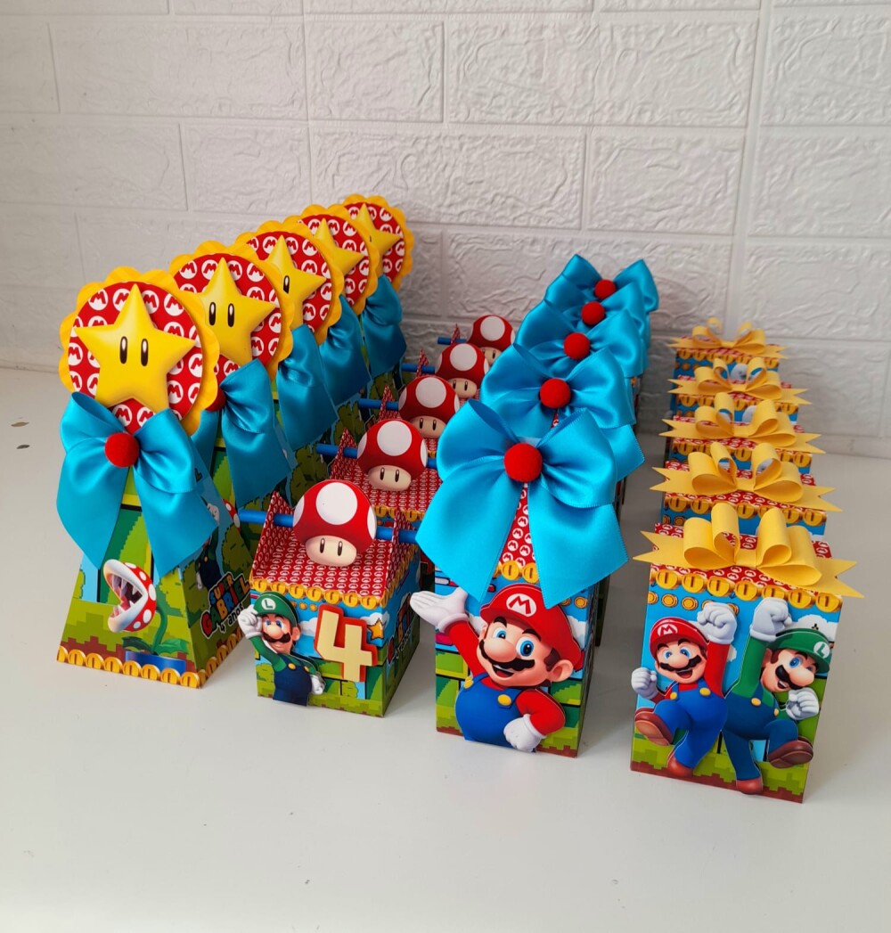 Kit Festa Super Mario - 30 Unidades - Pegue e Monte