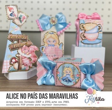 Kit Festa Alice - 30 Unidades - Pegue e Monte