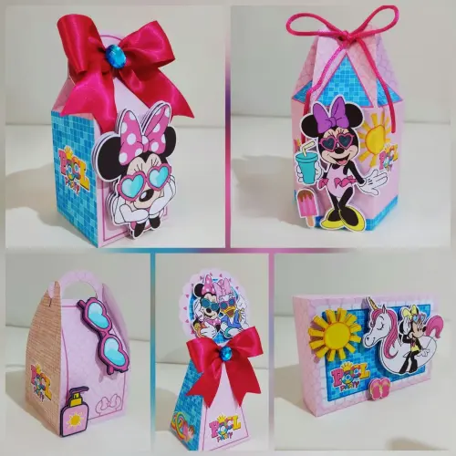 Kit Festa Minnie Pool Party - 30 Unidade - Pegue e Monte