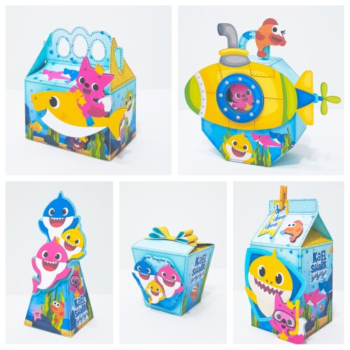 Kit Festa Baby Shark  - 30 Unidade - Pegue e Monte
