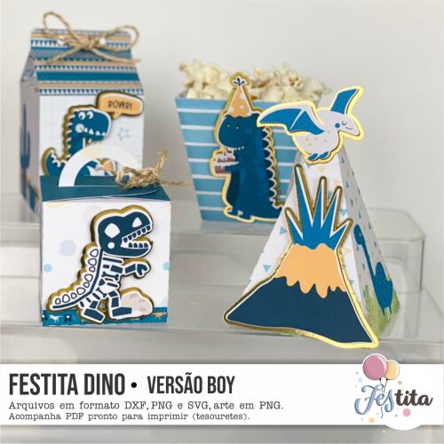Kit Festa Dino Boy - 30 Unidade - Pegue e Monte