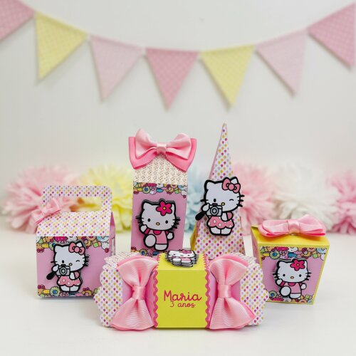Kit Festa Hello Kitty - 30 Unidades - Pegue e Monte