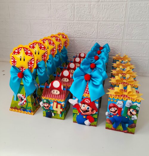 Kit Festa Super Mario - 30 Unidades - Pegue e Monte
