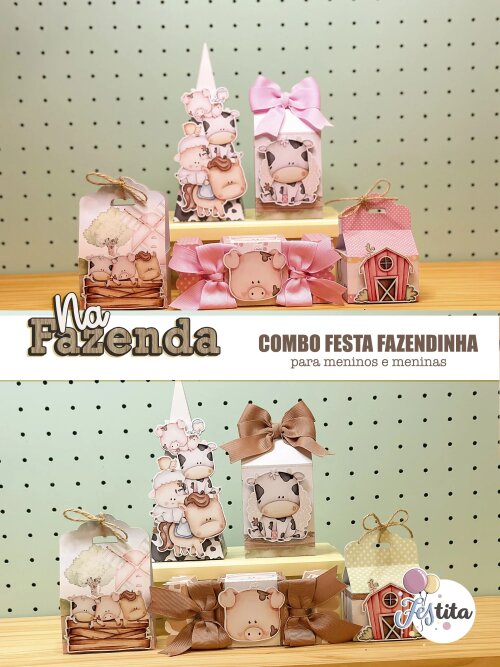 Kit Festa Fazendinha - 30 Unidades - Pegue e Monte