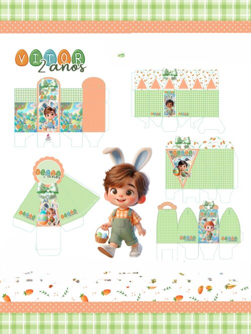 Kit Festa Páscoa Mascotinhos - 30 Unidades - Pegue e Monte