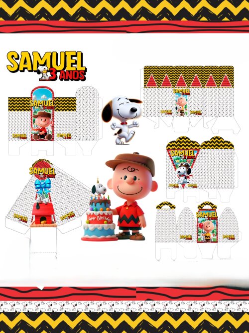 Kit Festa Snoopy - 30 Unidade - Pegue e Monte