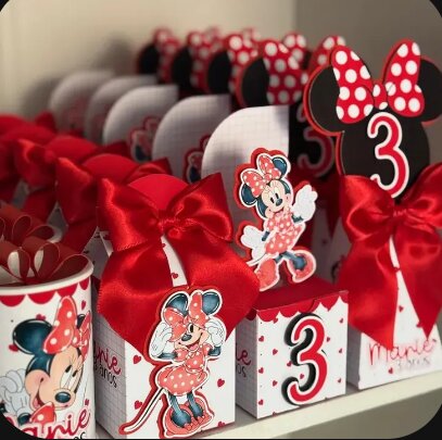 Kit Festa Minnie  Vermelha - 30 Unidades - Pegue e Monte