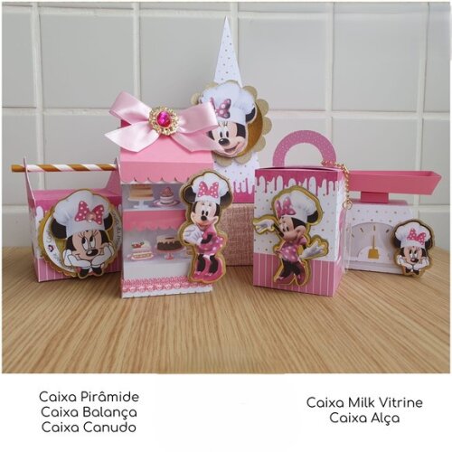 Kit Festa Minnie Confeiteira - 30 Unidades - Pegue e Monte