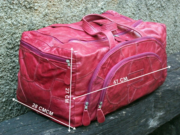 Mala de Viagem de Couro Vermelho