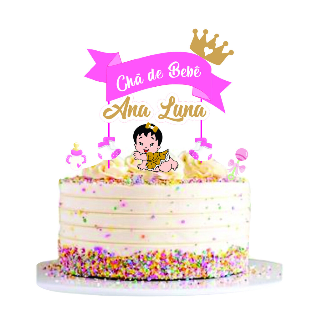 Topo de bolo Cha de bebe menina