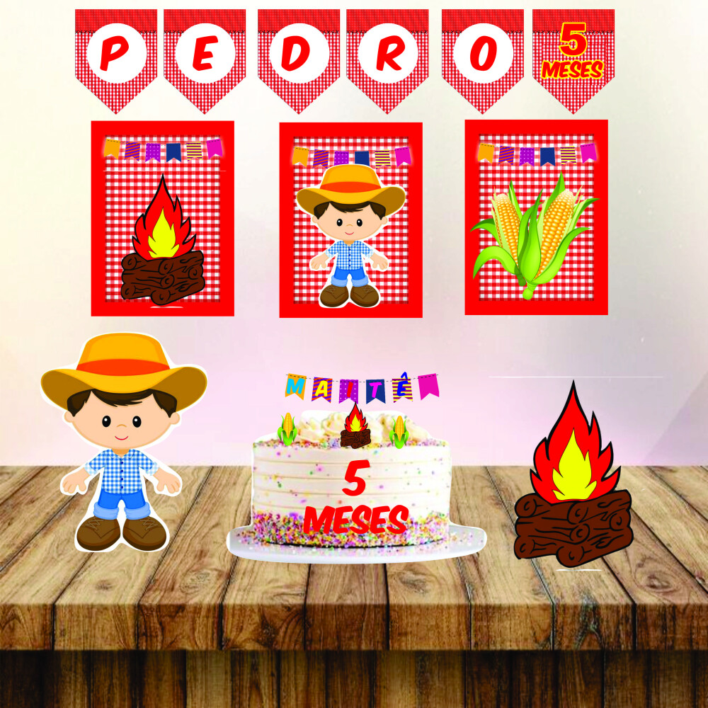 Kit Mesversário Festa Junina - Decoração Simples