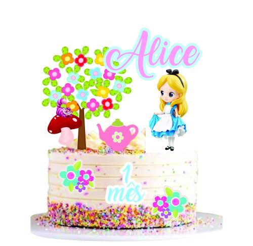Topo de bolo Alice no país das maravilhas