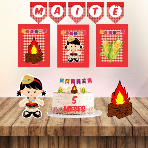 Kit Mesversário Festa Junina - Decoração Simples