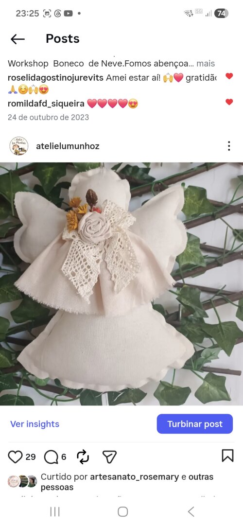 Anjo de Natal rústico com flores ,serve como pingente paea árvores de Natal 💐
