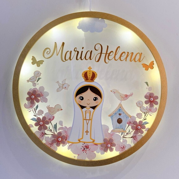 Porta Maternidade Led Nossa Senhora de Fatima Acrílico
