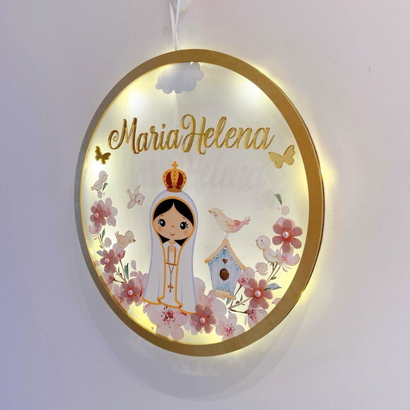 Porta Maternidade Led Nossa Senhora de Fatima Acrílico