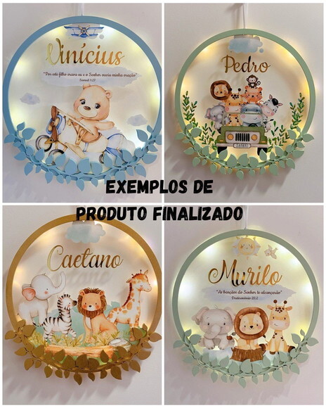 Enfeite Porta Maternidade Floresta Acrílico e Espelho Led