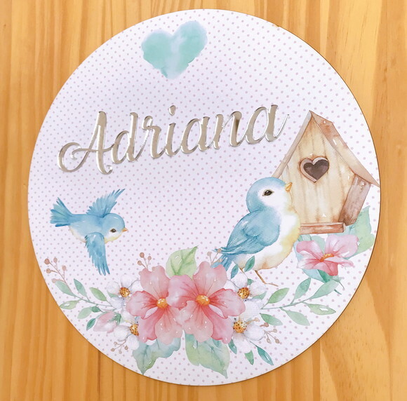 Placa Porta Maternidade Jardim MDF Nome Espelhado