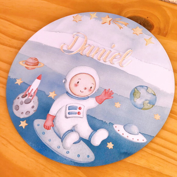 Porta Maternidade Astronauta MDF e Espelho